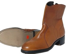 Vintage Deadstock Orange 1970s Leather Ankle Boots Size 10 Ew202797912q7