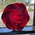 Fenton Ruby Red Amberina Swirl Art Glass Candy Trinket Dish Ashtray 8" VTG