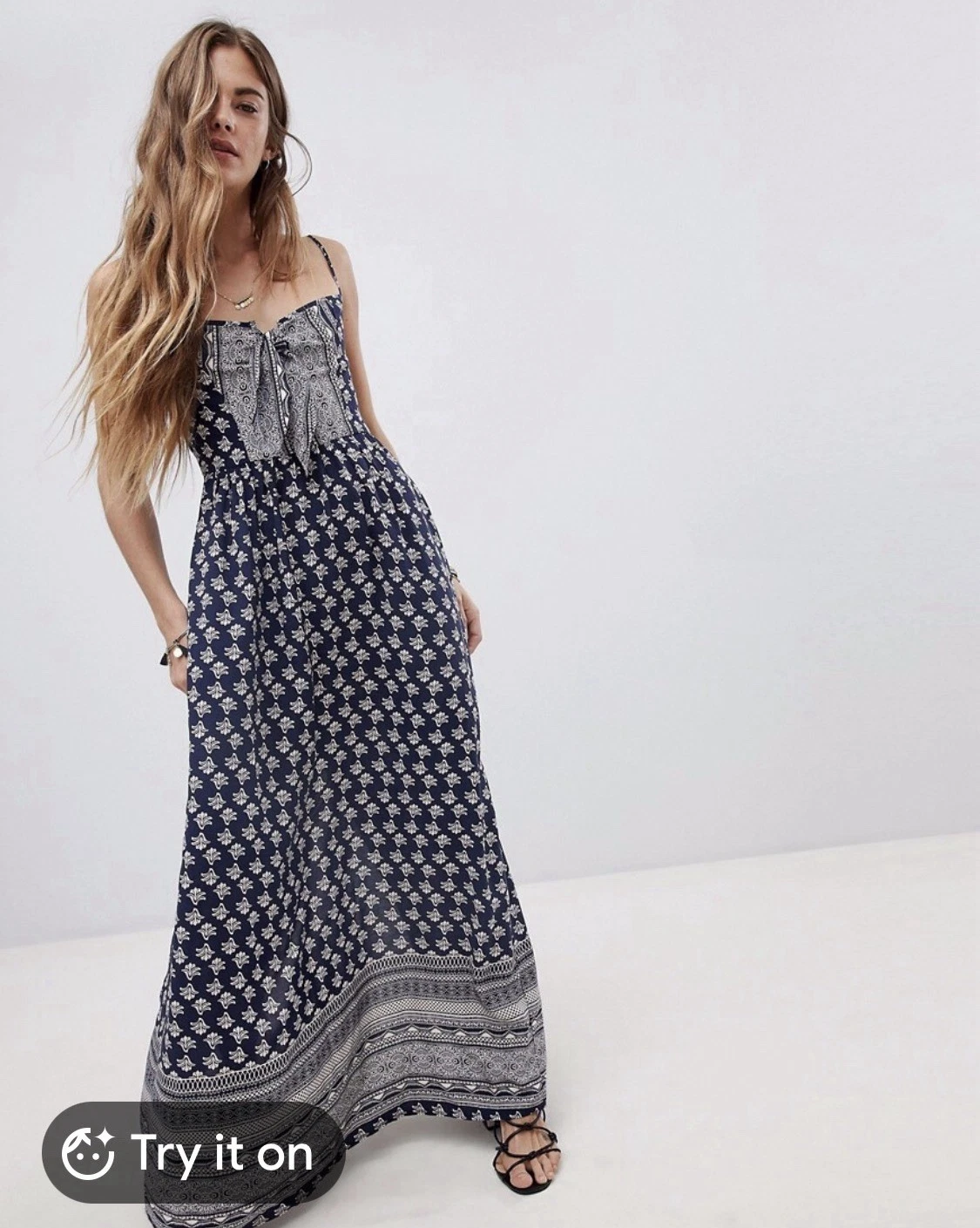 Band Of Gypsies Border Print Tie Front Maxi Dress Woman
Opens in a new window or tab