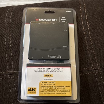 MONSTER 4K 4-Way HDMI Splitter 3''x3''Black JHIU0127