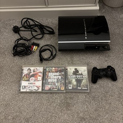 Sony PS3 PlayStation 3 FAT ~ schwarze Konsole ~ getestet funktioniert ~ 2 Spiele sehr guter Zustand 