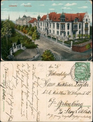 Postcard Leitmeritz Litoměřice Parkstraße 1912