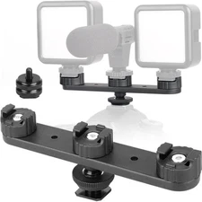 Triple Cold Shoe Extension Mount Hot Shoe Base Adapter Extension Bar Bracket ...