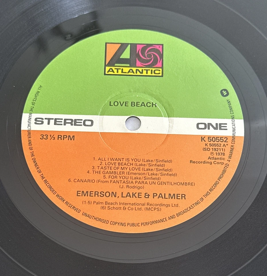 Emerson, Lake & Palmer - Love Beach Lp Vinyl Record Prog Rock VG+ / EX - Image 4 of 4