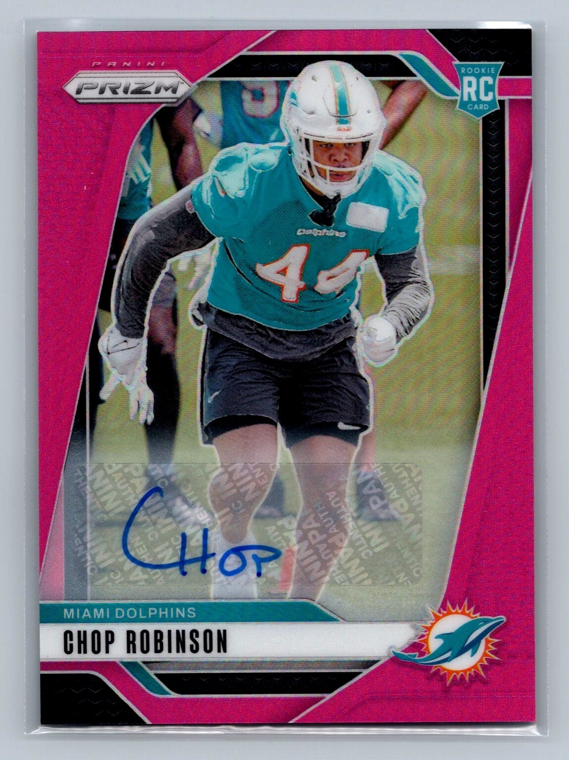 CHOP ROBINSON 2024 Panini Prizm Football PINK Prizm RC AUTO #319 Miami Dolphins