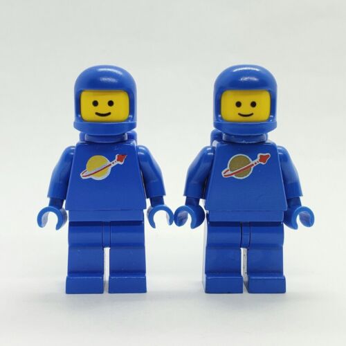 Menge 2 Lego blau Raumfahrer Minifigur Classic Space Vintage 6940 6805 6808 6702