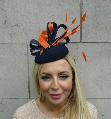 Navy Blue \u0026 Orange Feather Hair 