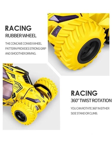 Toy Car Stunt Spinning Kids Pull Back Toy Car, Toddler Boy Girl Toys Yellow, Red - Picture 12 of 16