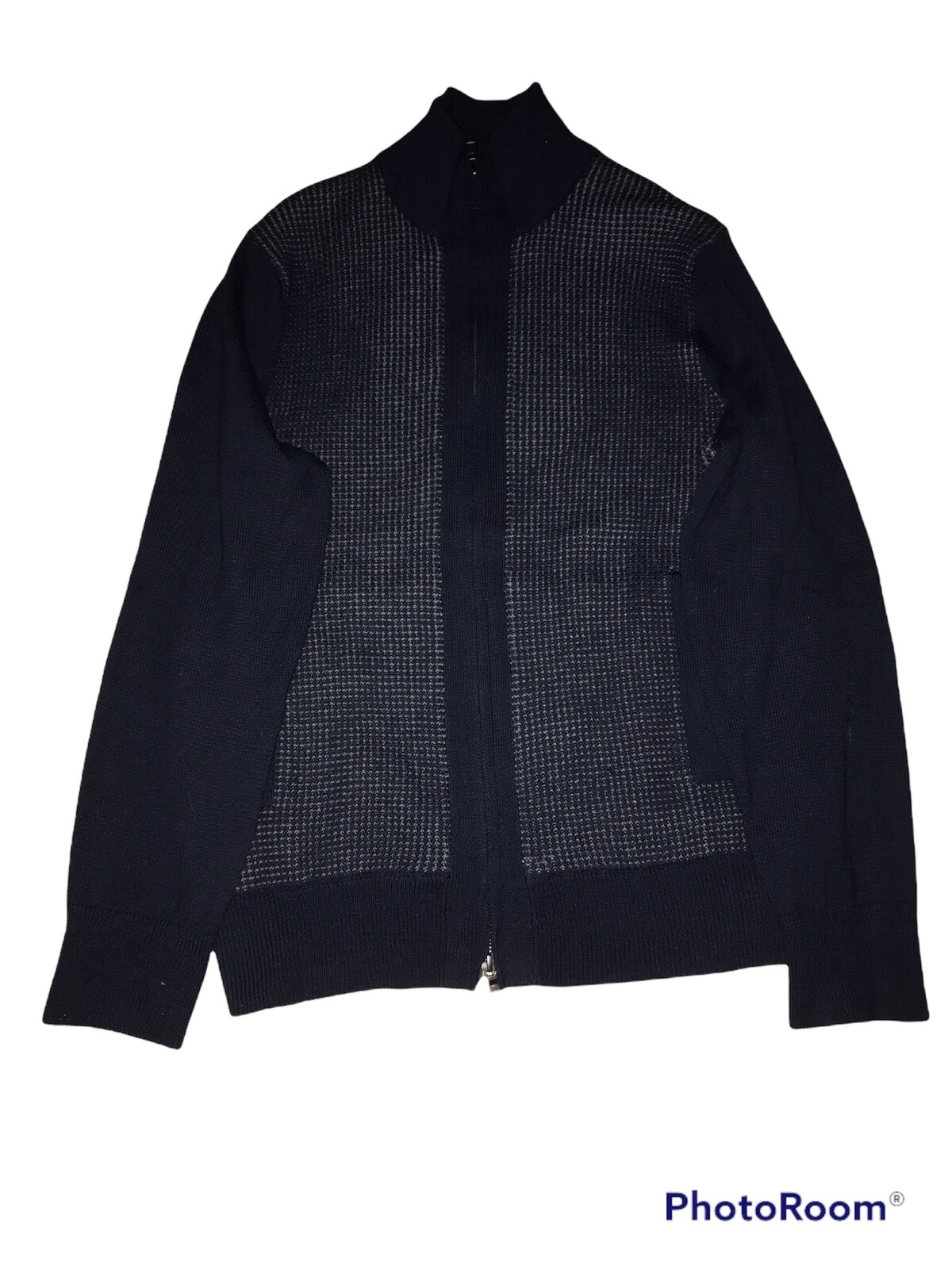 Banana Republic Men's Size Medium Full Zip Merino Wool Blue Sweater A1