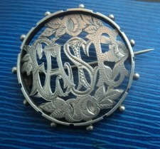 Victorien Rare Inhabituel Argent Sterling Nom Broche H/M 1878 Birmingham - Easie