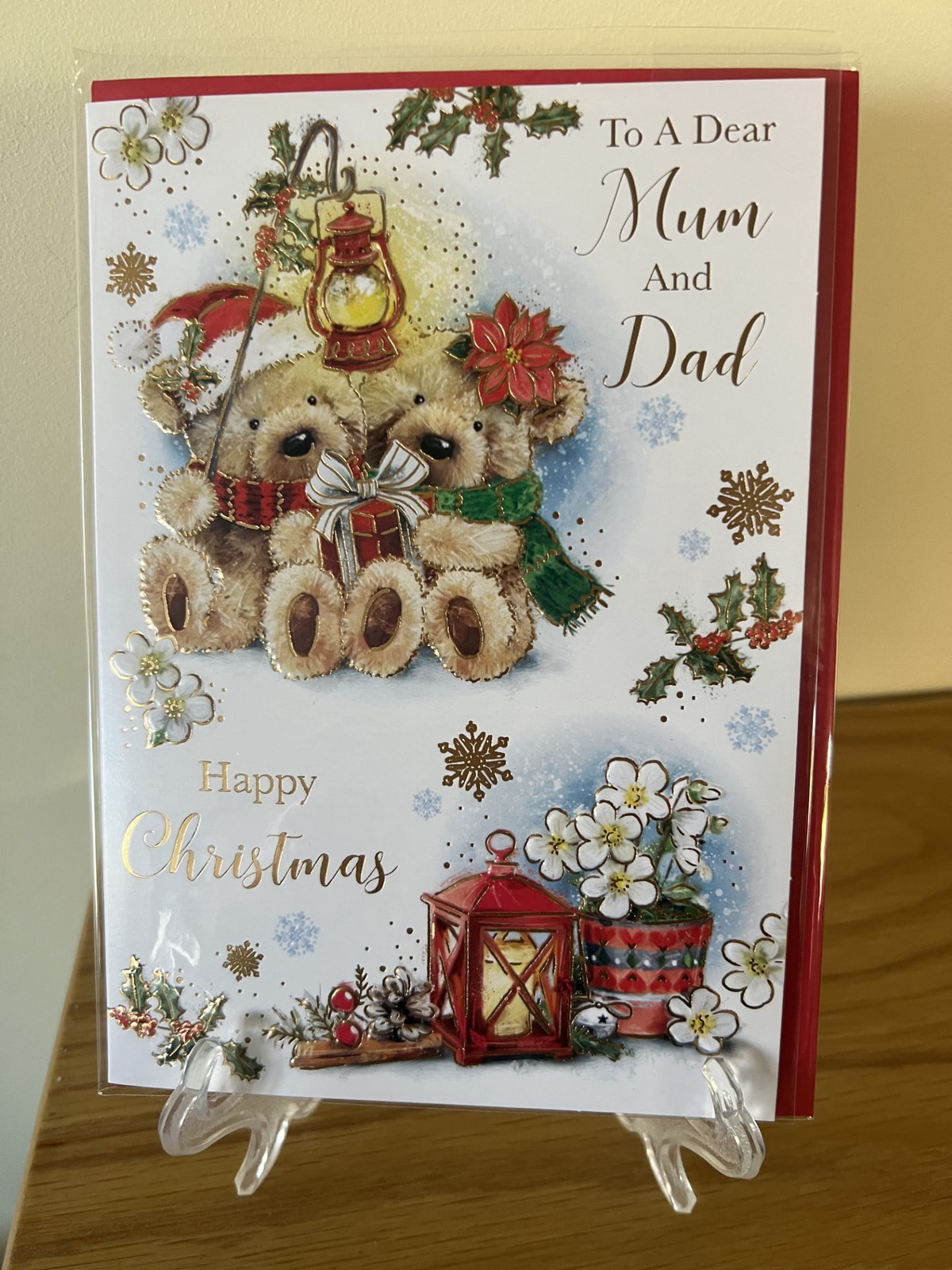 Christmas Card Mum & Dad - Foil & Glitter Finish 5.2"" x 7.5""