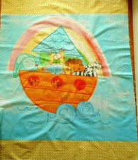 Baby Quilt Fabric Panel Noahs Ark Rainbow Animals Yellow Border Quilting Cotton