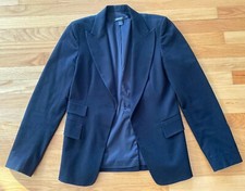 DKNY Blazer Jacket Size 6 Black Cotton Blend Stretch Career Blazer