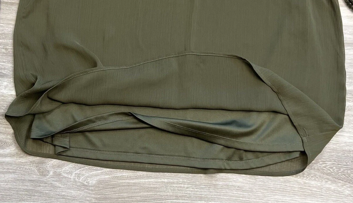 ALYX blusa top a strati manica lunga scollo a scoop taglia XL verde scuro trasparente