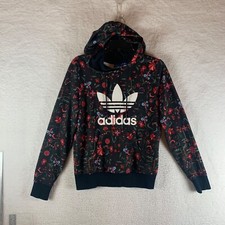 Adidas Originals Women's Trefoil Logo Hoodie Floral Pullover Sweatshirt Firebird