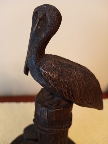 Vintage Bronze Figure Of A Pelican Sitting On A Pylon Great! - Picture 7 of 9