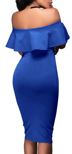 Abito aderente balza seno cerimonia vestito longuette vestito party tubino elega - Imagen 2 de 6
