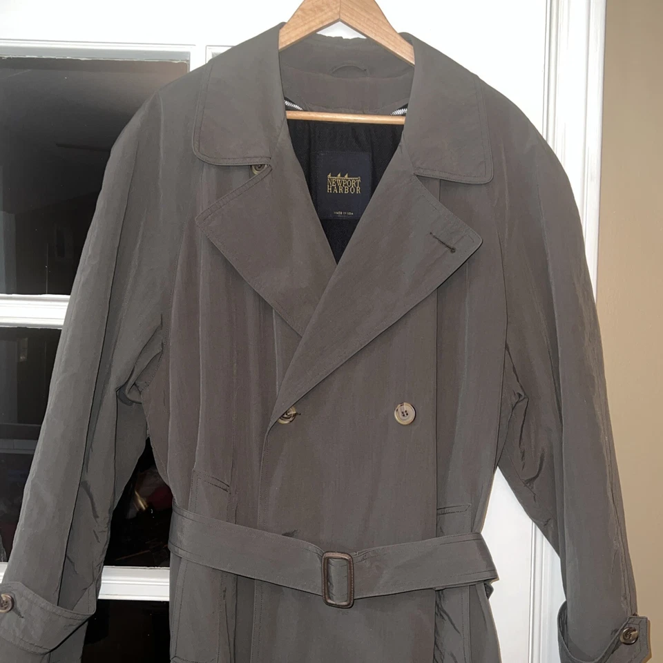 Серый XL Newport Harbor длинный Тренч шерсти вкладыш двубортный подпоясанный - Изображение 4 из 4