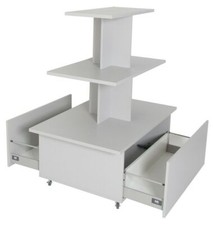 Pyramidentisch m. Schubladen rollbar 120 x 80 x 143 cm Verkaufstisch Warentisch