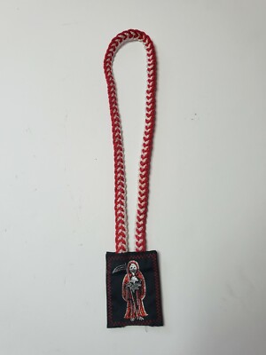 NECKLACE / SCAPULAR SANTA MUERT RED & WHITE /ESCAPULARIO SANTA MUERTE 16'' 