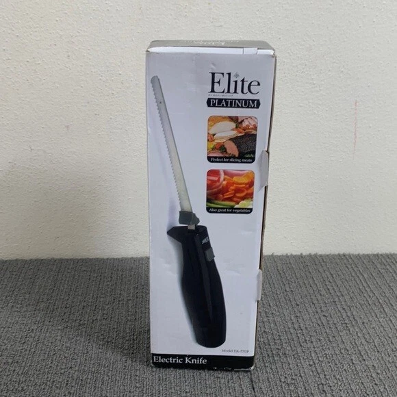 Cuchillo Eléctrico Elite by Maxi-Matic Platino Dentado Acero Inoxidable EK-570P Nuevo Foto 3 de 4