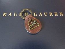 Polo RALPH LAUREN Key Chain FOB Brass and Leather Equestrian Key Ring