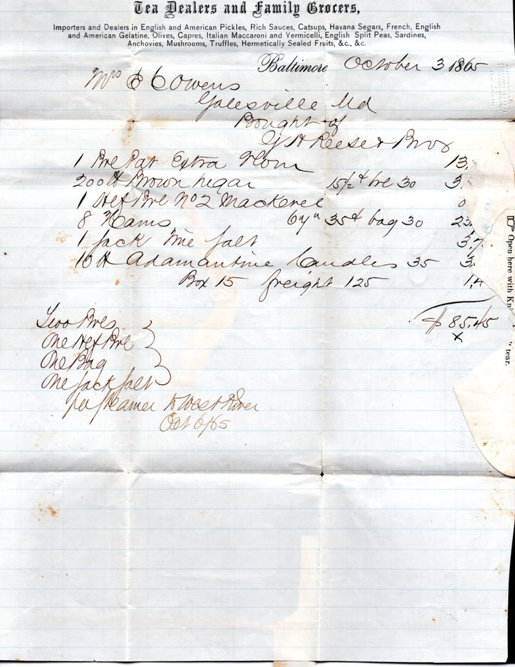 US 1865 POST CIVIL WAR BALTIMORE DUPLEX CANCEL IN BLUE ON ADVERTISING - Image 3 of 3