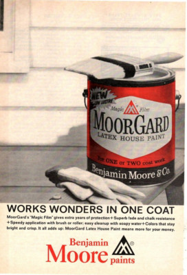 1966 Print Ad Benjamin Moore Paints Works Wonders in One Coat Latex MoorGard
