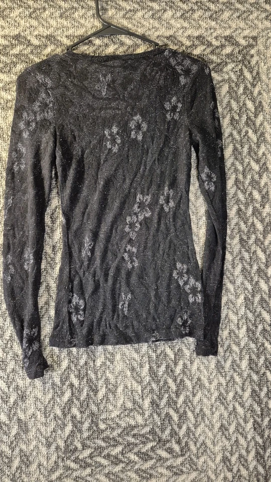 BKE Women's Size Small long sleave shear floral top black y2k - Image 4 of 4