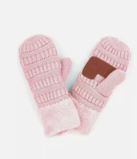 Women's CC Knitted Mittens - ROSE - One Size - NEW