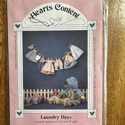 Laundry Days - Complete Pattern for 23'' & 11'' Dolls - Pattern  By Hearts Content