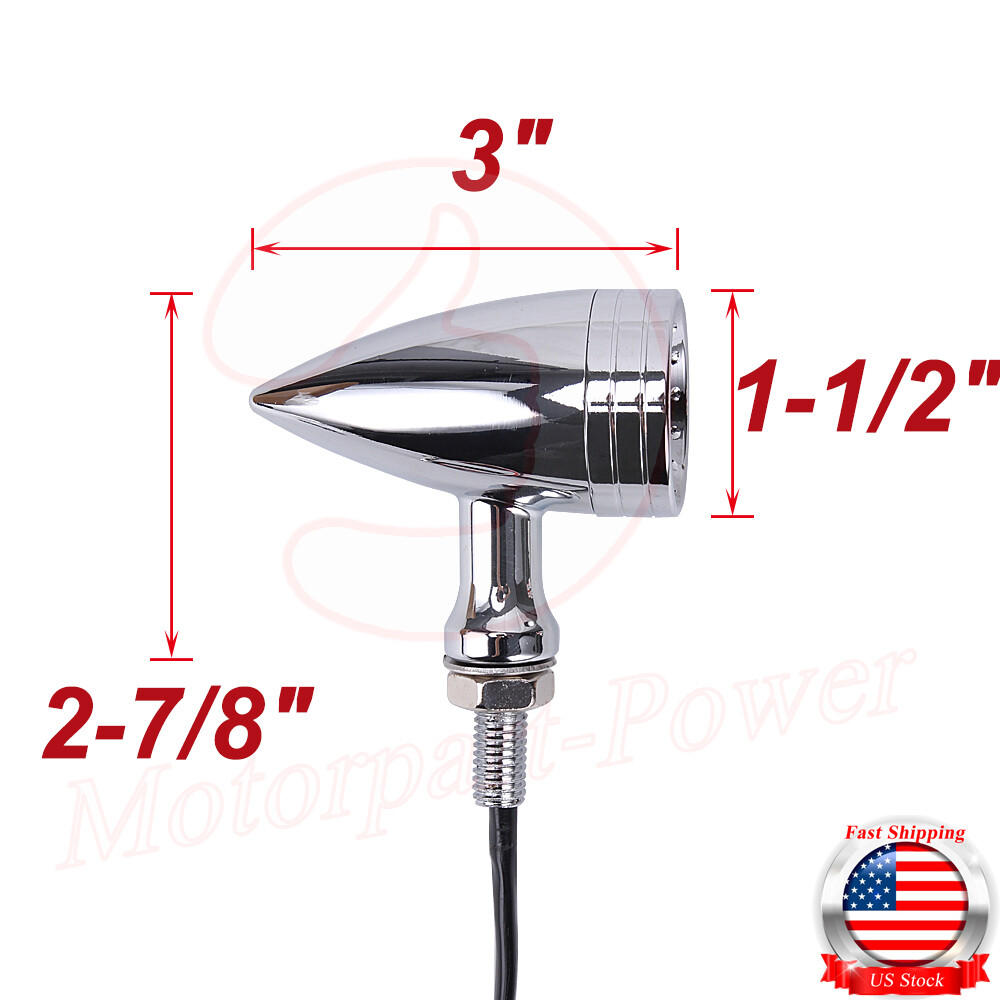 LED Bullet Turn Signal Lights – Universal Fit For Harley & Honda Motorcycles, Chrome