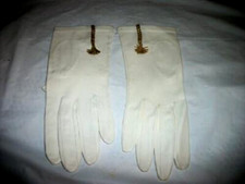 VINTAGE LAUFFER LADIES GLOVES KID LEATHER WHITE GOLD 1950s NEVER USED