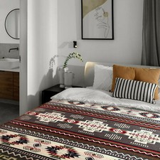 Extra Large Soft Warm ALPACA Wool Blanket Andean Southwest Pattern 75x90 in