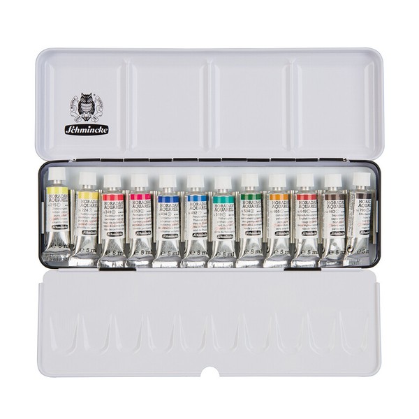 (1484,83€/1L) Schmincke Horadam Aquarell Malkasten Metallkasten 12 X Tuben 5 Ml-image