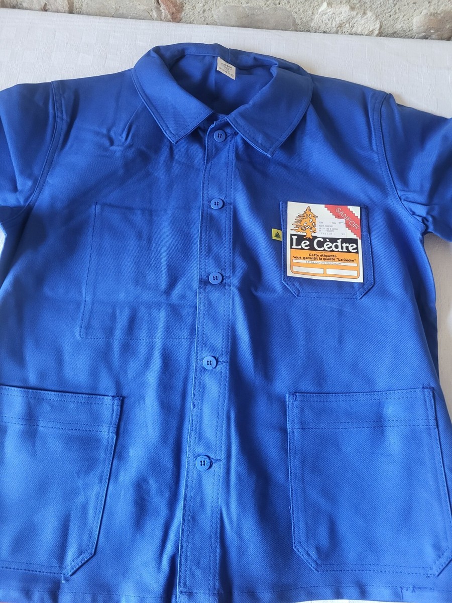 Le Cèdre veste de travail coton Sanfor bleu Vintage blue worker