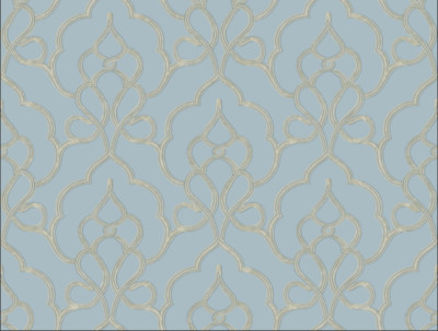 4 double rolls of York Wallcoverings FL6520 Filigree Tiara Wallpaper Blue, White