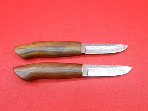 Cuchillo de caza Damasco 2 piezas mango de madera de teca con hermosa funda de cuero WI49 - Imagen 7 de 16