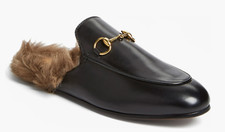 Gucci Princetown Black "Fur" Mules size 8