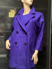 Milly Double Breasted Peplum Wool Coat Sz 2 Royal Blue