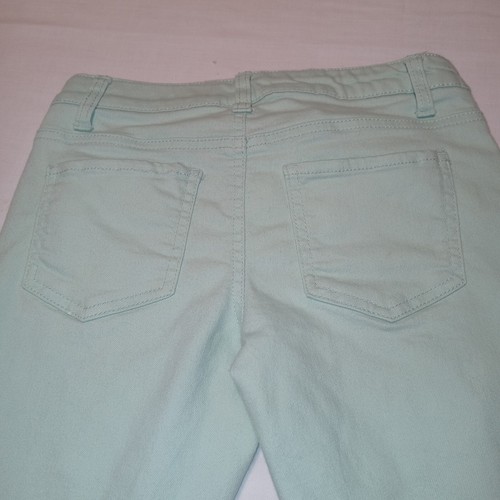 Imperial Star Girls Denim Capri Jeans Size 10 Light Teal Cuffs Distressed, EUC - Picture 4 of 14