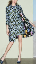 Dolce & Gabbana Forget-Me-Not Pattern Brocade A-Line Coat sz US XS /IT 36 $3195