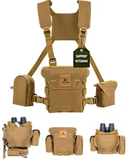 Waterproof Binocular Harness Chest Pack w/ Rangefinder Pouch & MOLLE System