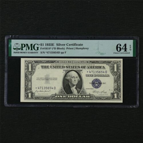 1935E Silver Certificate 1 Dollar Fr#1614* PMG 64 EPQ Choice UNC