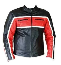 Handmade Lambskin Casual Stylish Genuine New Men Jacket Black & Red Soft Leather