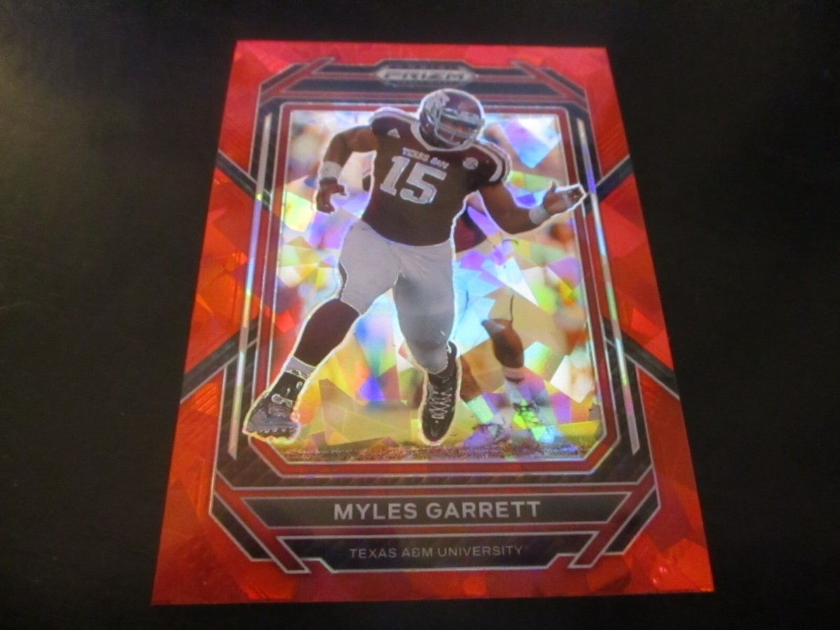 MYLES GARRETT (TEXAS A&M) 2023 panini draft RED CRACKED ICE PRIZM
