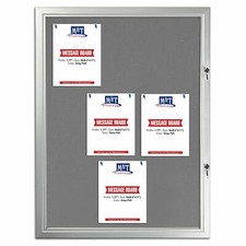Enclosed Lockable Felt Bulletin Board Silver Aluminum 9x 8.5x11 " Weatherproof
