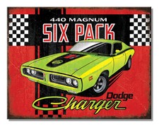 Dodge Six Pack Charger 440 Magnum Tin Sign wall decor 12.5" x 16" Made in USA