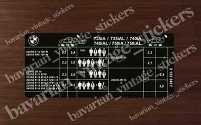 #ad Tire Pressure Label Sticker Decal For Bmw E38 735i 740i 750i $14.99