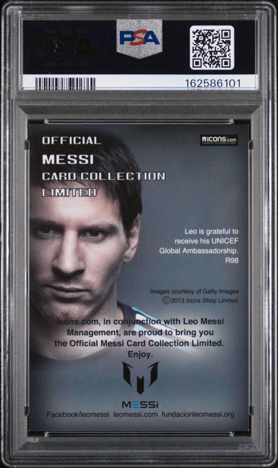 2013 ICONS MESSI LIMITED COLLECTION #R98 LIONEL MESSI PSA 8 view 2
